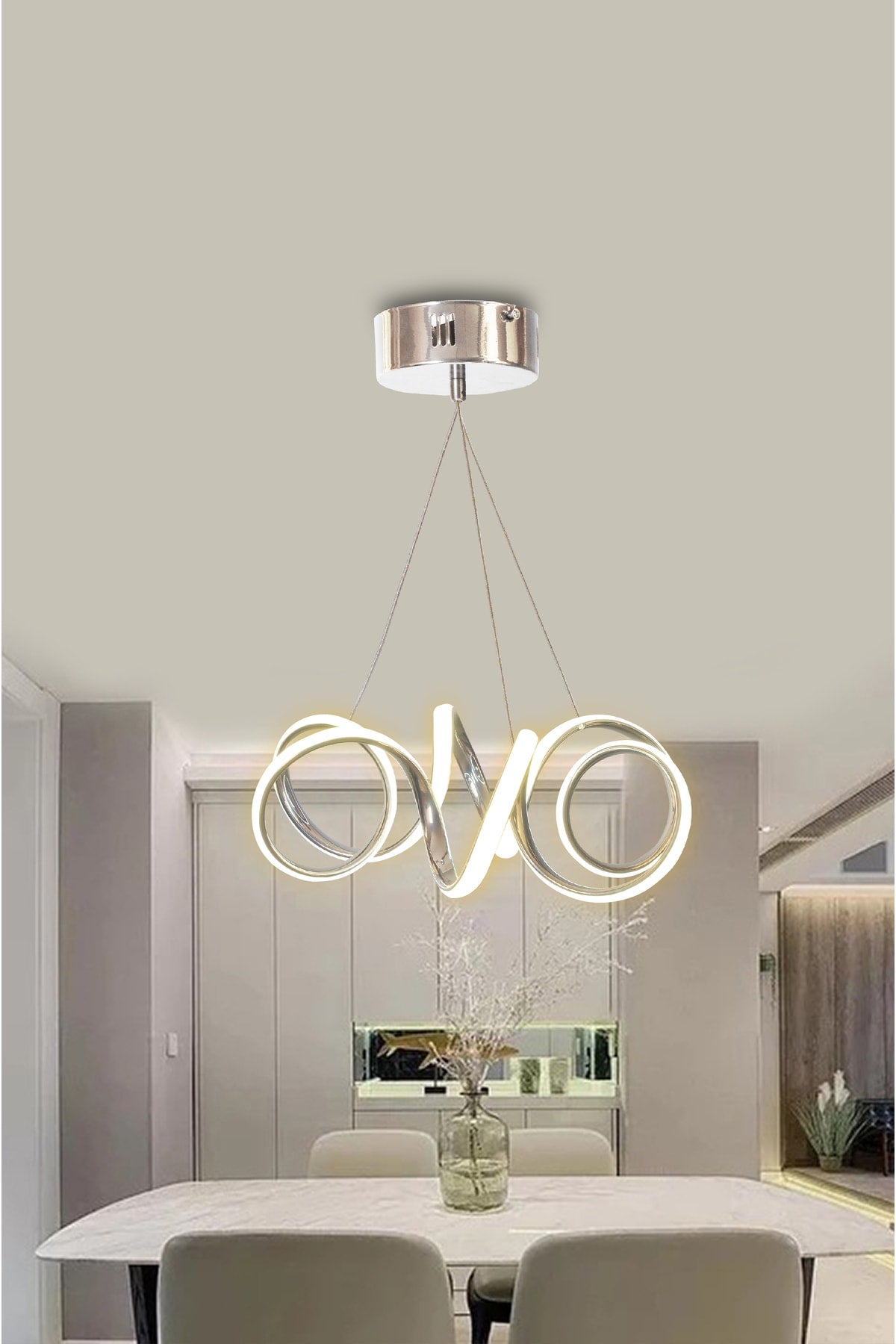 Chrome Modern Pendant Lamp Daylight Fold Led Chandelier