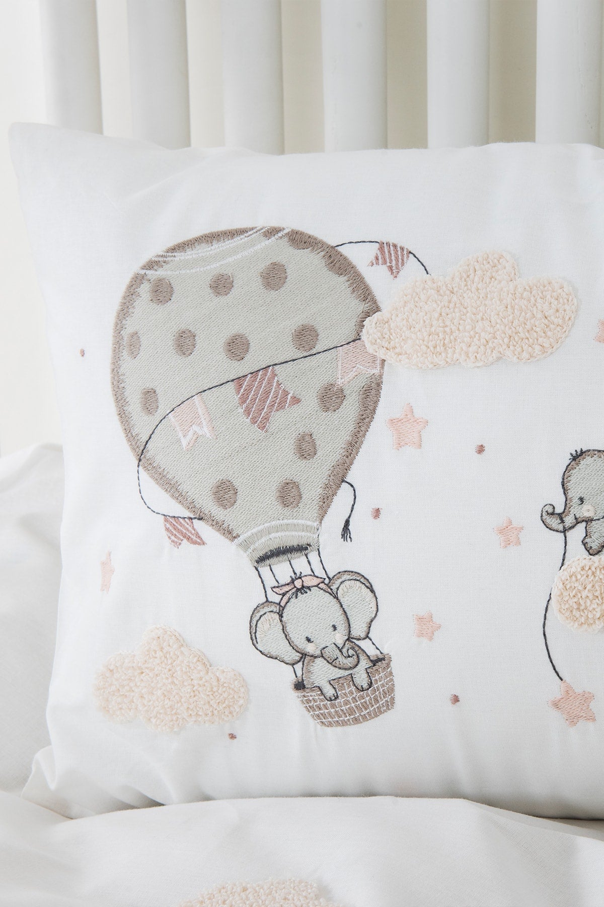 Elephant Sky Pink 100% Cotton Embroidered Private Baby Set