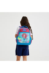Kids Blue Pink Mermaid Pattern Three Compartment School Backpack 23476