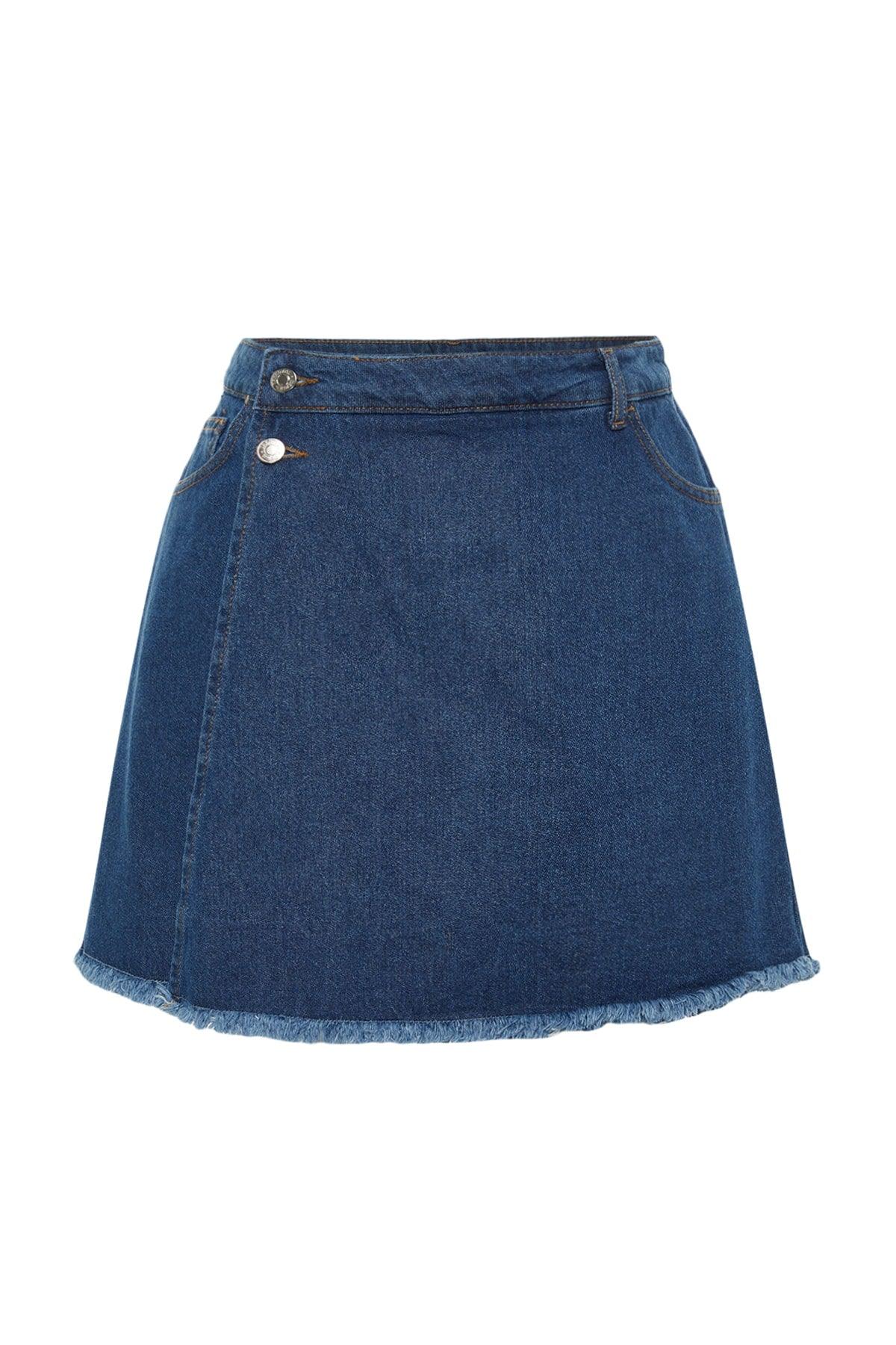 Light Blue High Waist Skirt Tasseled Shorts Skirt TBBSS23AP00008 - Swordslife