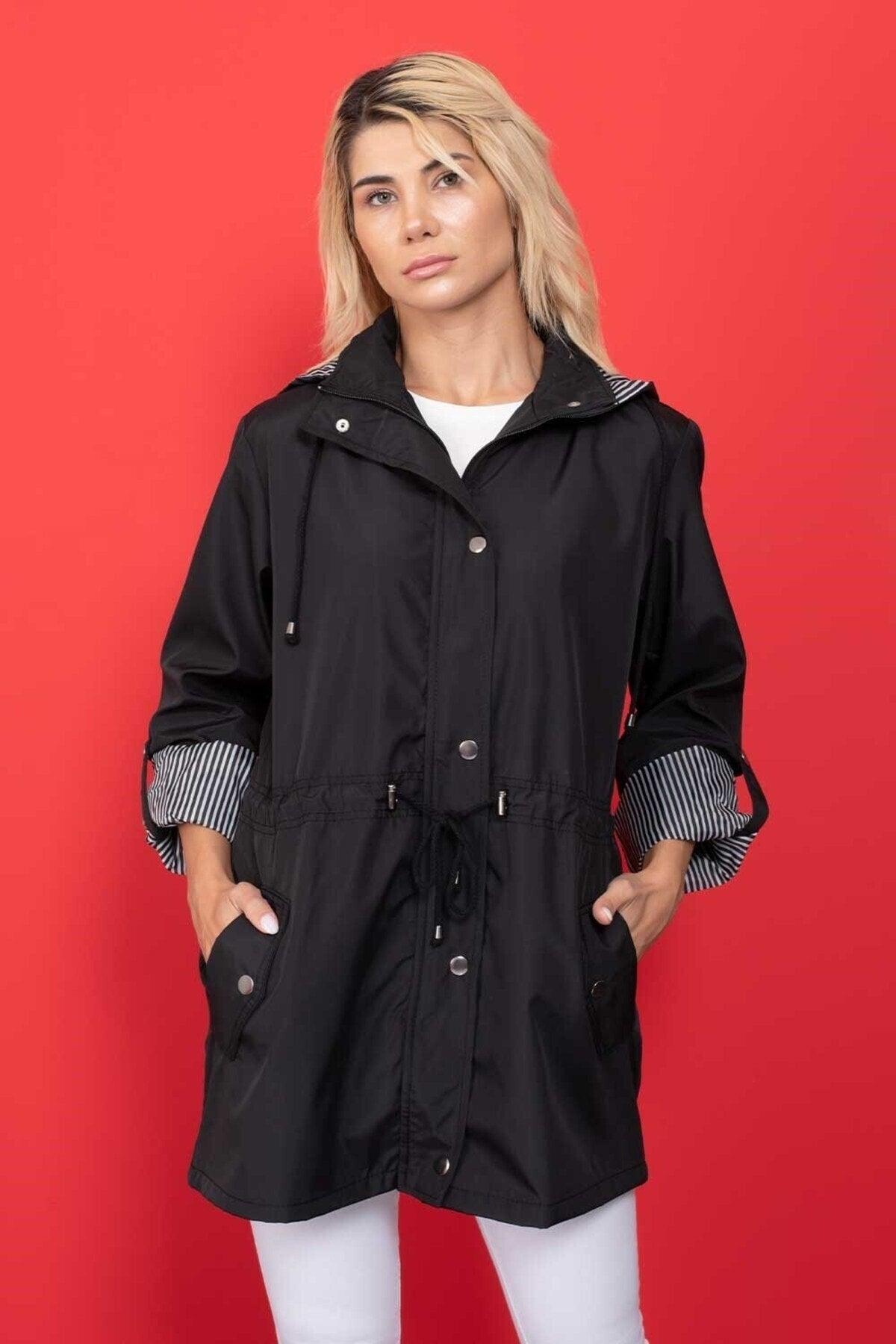 Women's Black Hooded Seasonal Coat - Swordslife