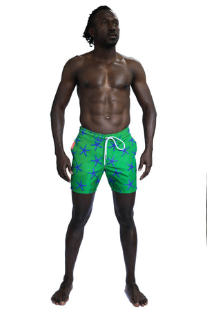 Men's Patterned Green Sea Shorts