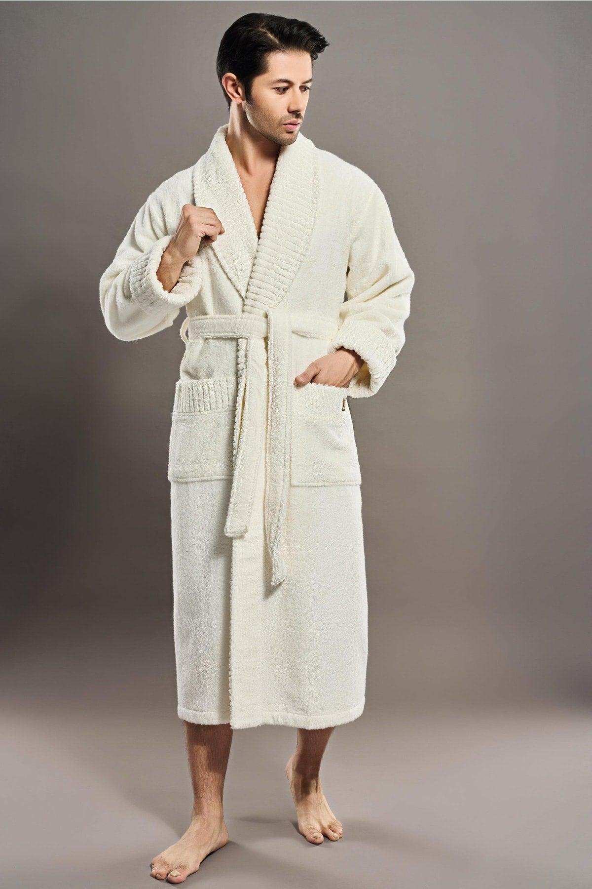 Corded Collar 100% Organic Cotton Men's Bathrobe - Swordslife