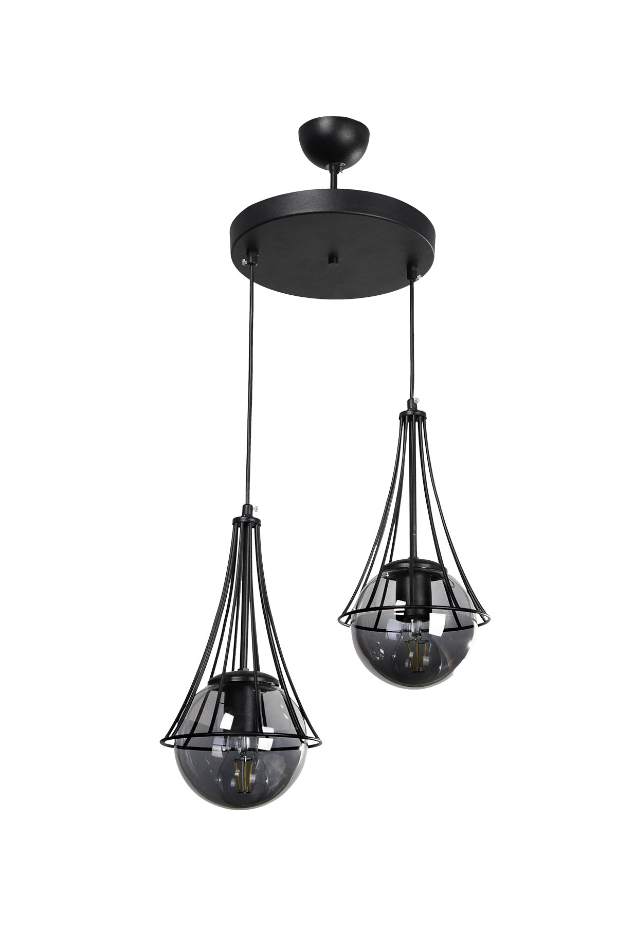 Lapis 2nd Black-smoked Globe Glass Chandelier