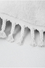 Dinarsu Tasseled Single Round Post Plush Carpet Non-Slip Base White Fringed 100 Cm - Swordslife