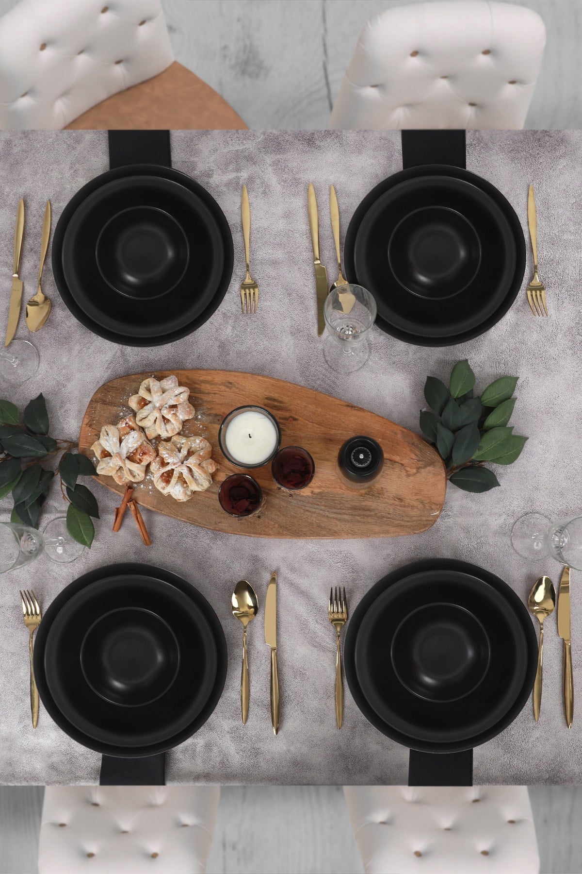 Aegean Matte Black Dinnerware 12 Pieces for 4 Persons