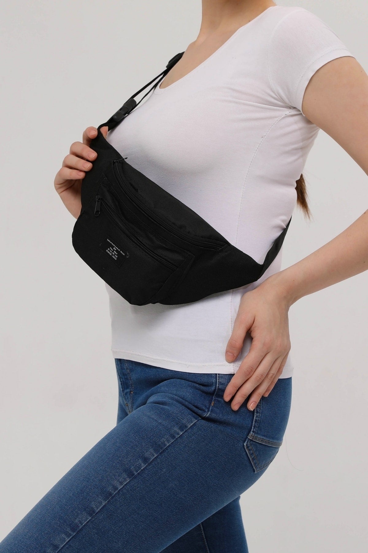 Unisex Black 2-Compartment Shoulder And Waist Bag