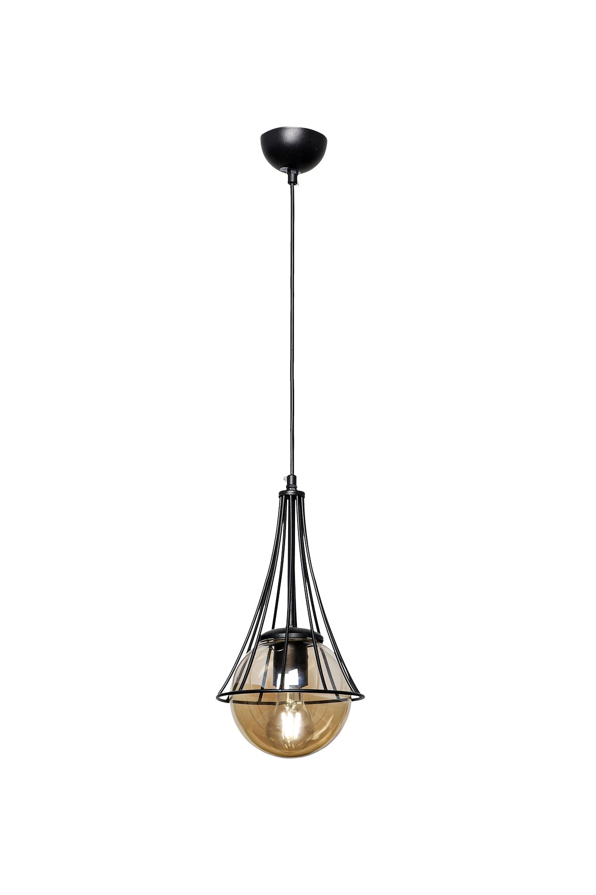 Lapis Single Black-Honey Globe Glass Chandelier