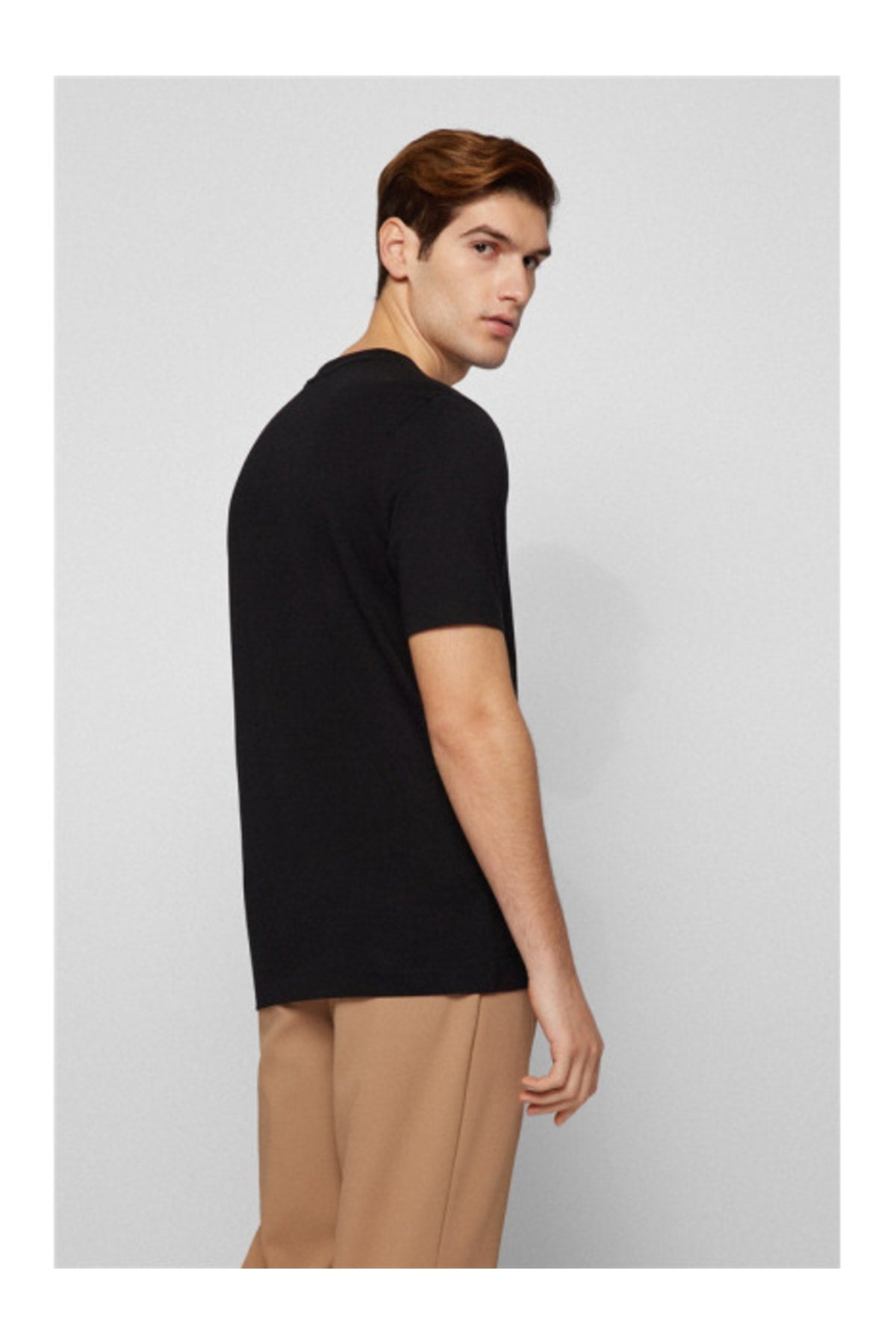 Men'S Cotton V Neck Regular Fit Black T-Shirt 50468348-001