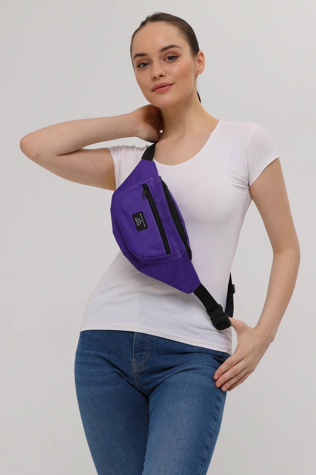 Unisex Purple Shoulder And Waist Bag