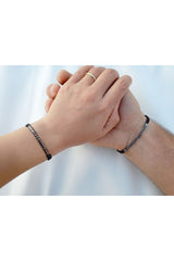 Hematite Natural Stone Morse Code Bracelet Couple Bracelet Lover Bracelet Gift
