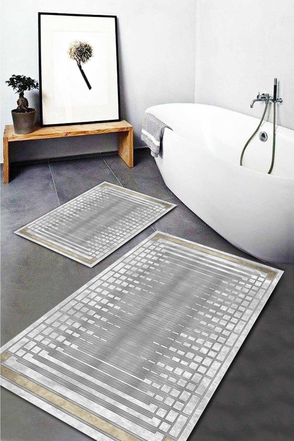 Bath Mat 2 Inch Modern Gray Pattern New - Swordslife