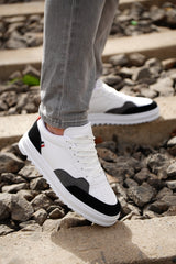 Men's Black White Lace-Up Casual Sneakers Wsb0280