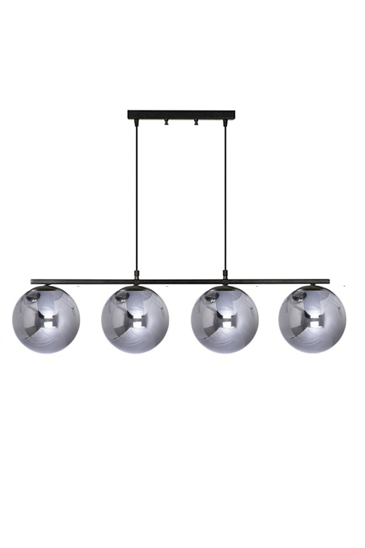 Caesar Black Colored Smoked Globe Glass Modern Design Dining Table Above - Living Room 4-Piece Chandelier