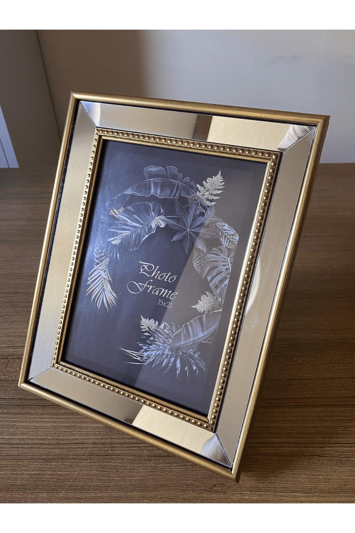 Mirrored Frame, Gold Mirrored Photo Frame, Glass Frame 15x21cm - Swordslife