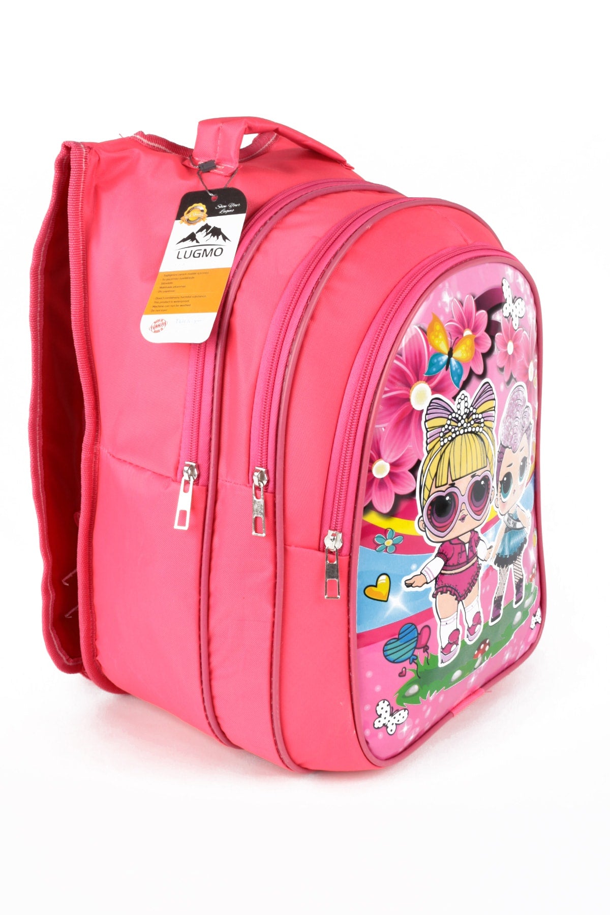 Middle School Primary School Bag and Lunch Box 3 Pockets Padded Pink