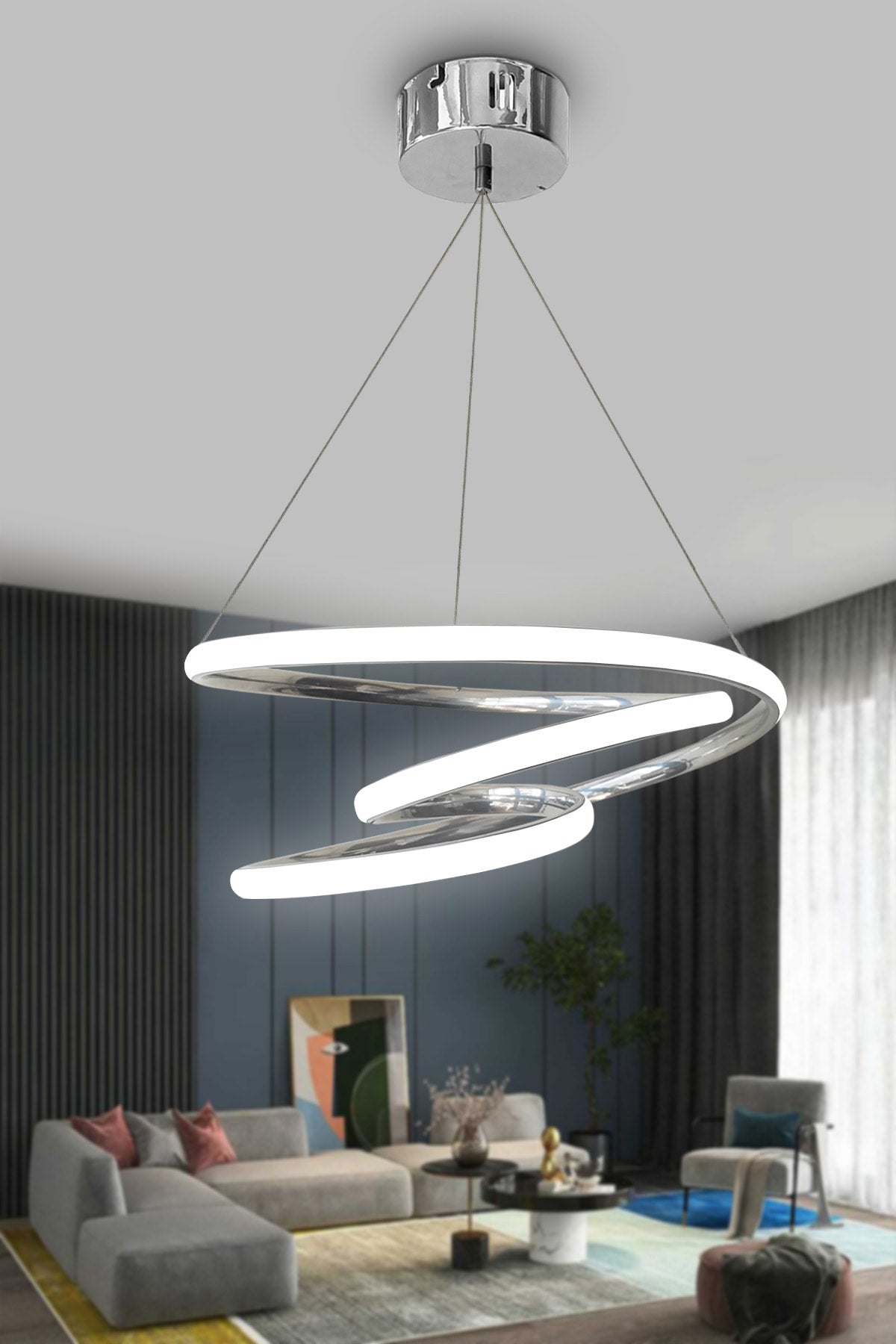 Chrome Galaxy White Light LED Chandelier