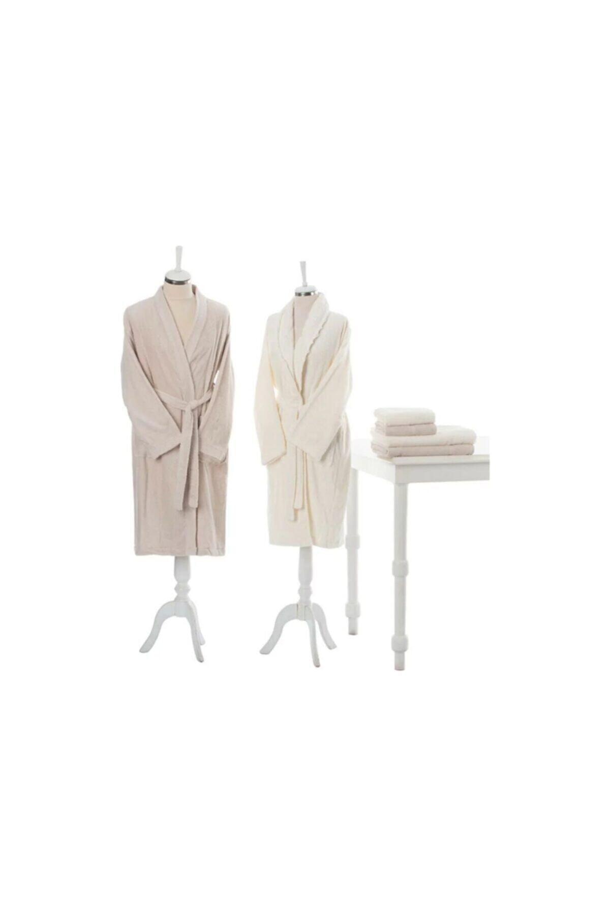 Orkide Family Bathrobe Set Cream- Beige - Swordslife