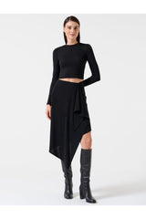Black Slim Fit Normal Waist Knitted Skirt - Swordslife