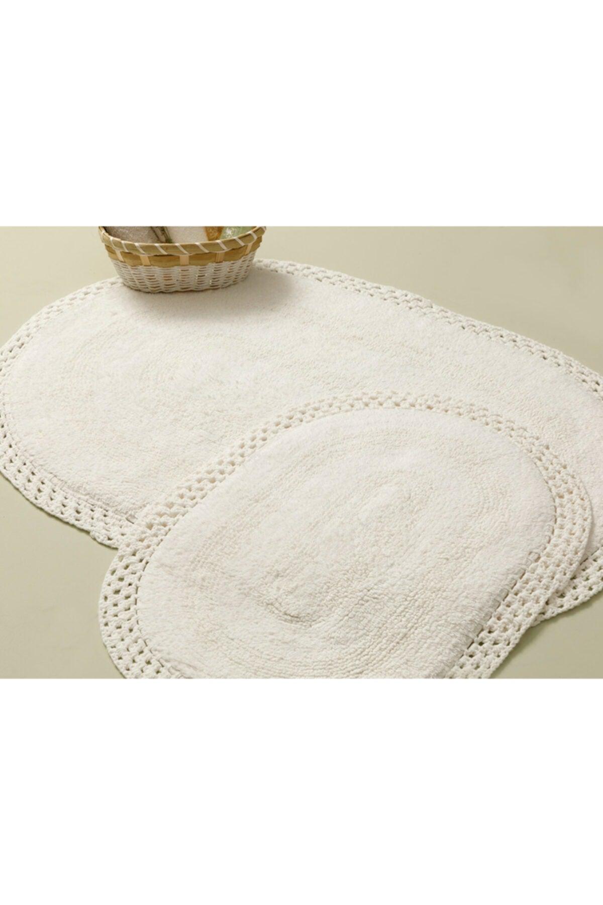 Polin Cotton 2 Pcs Bath Mat Set 60x90cm+40x60cm Ecru - Swordslife