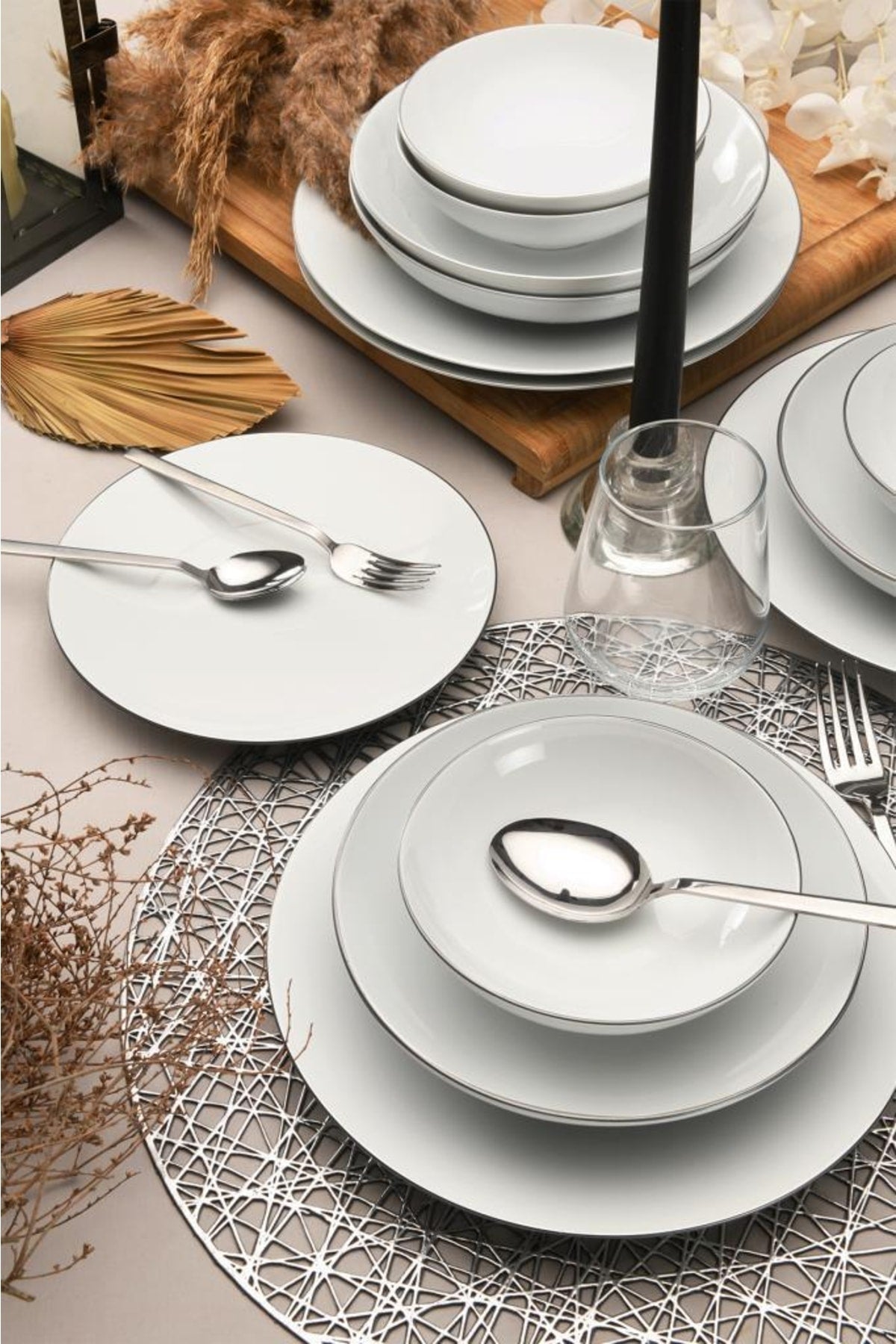 Athens 24 Pieces 6 Person Dinnerware Silver