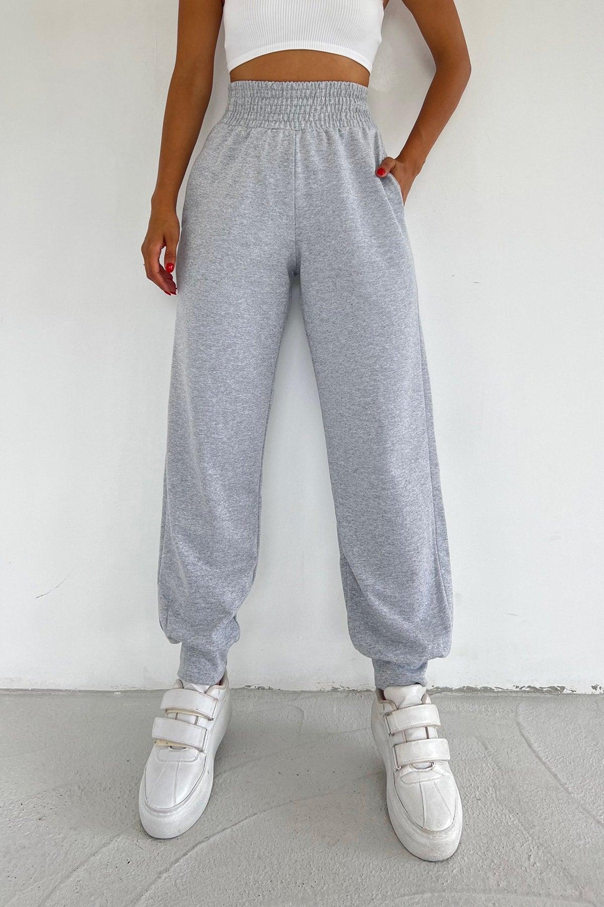 Women's Gray Extra High Waist Belted Seasonal Jogger Sweatpants - Swordslife