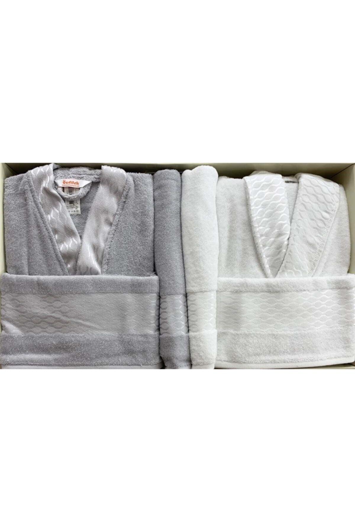 Elissa Grey-white Family Bathrobe Set - Swordslife