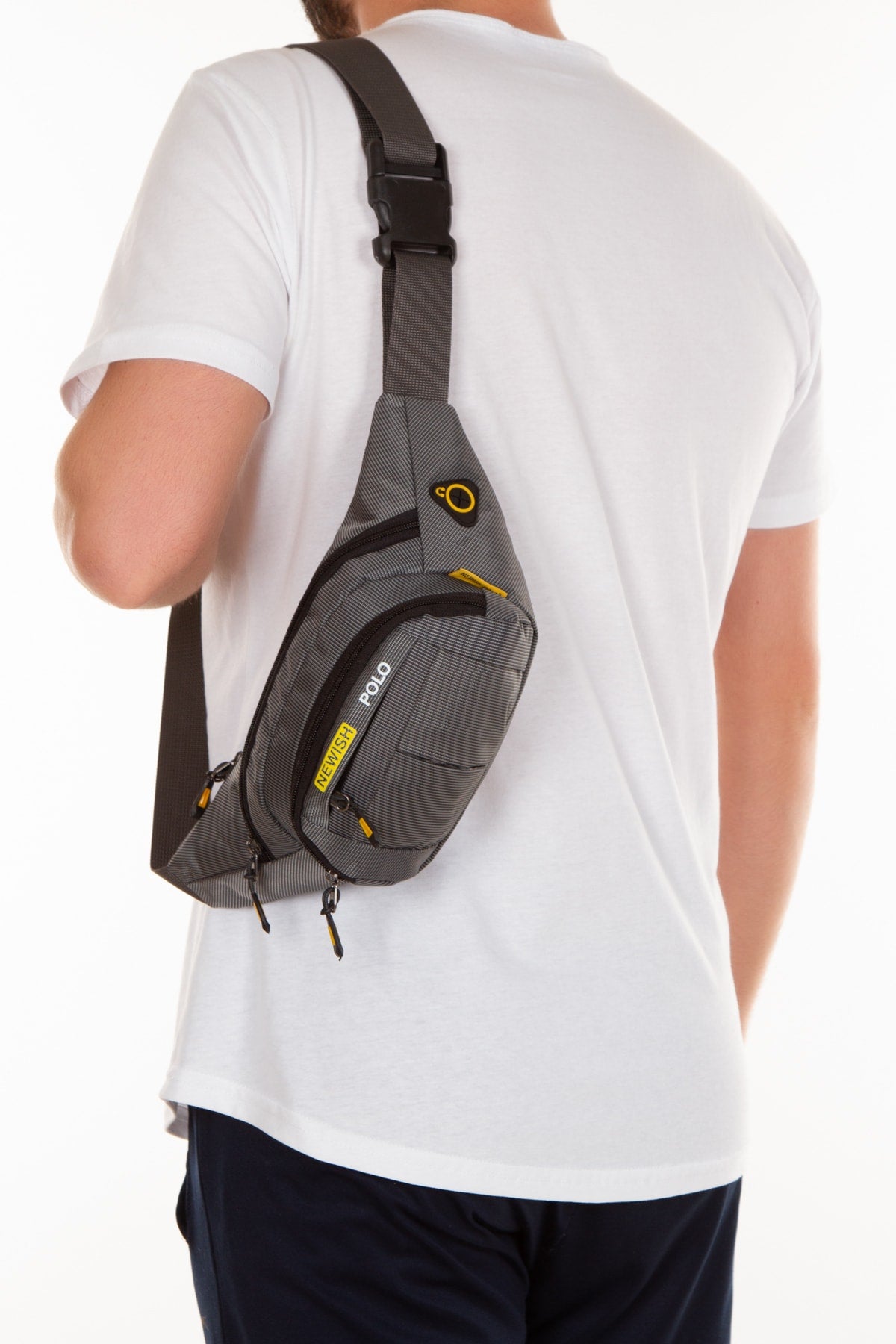 Waterproof Headphone Out Waist And Shoulder Bag Gray Freebag