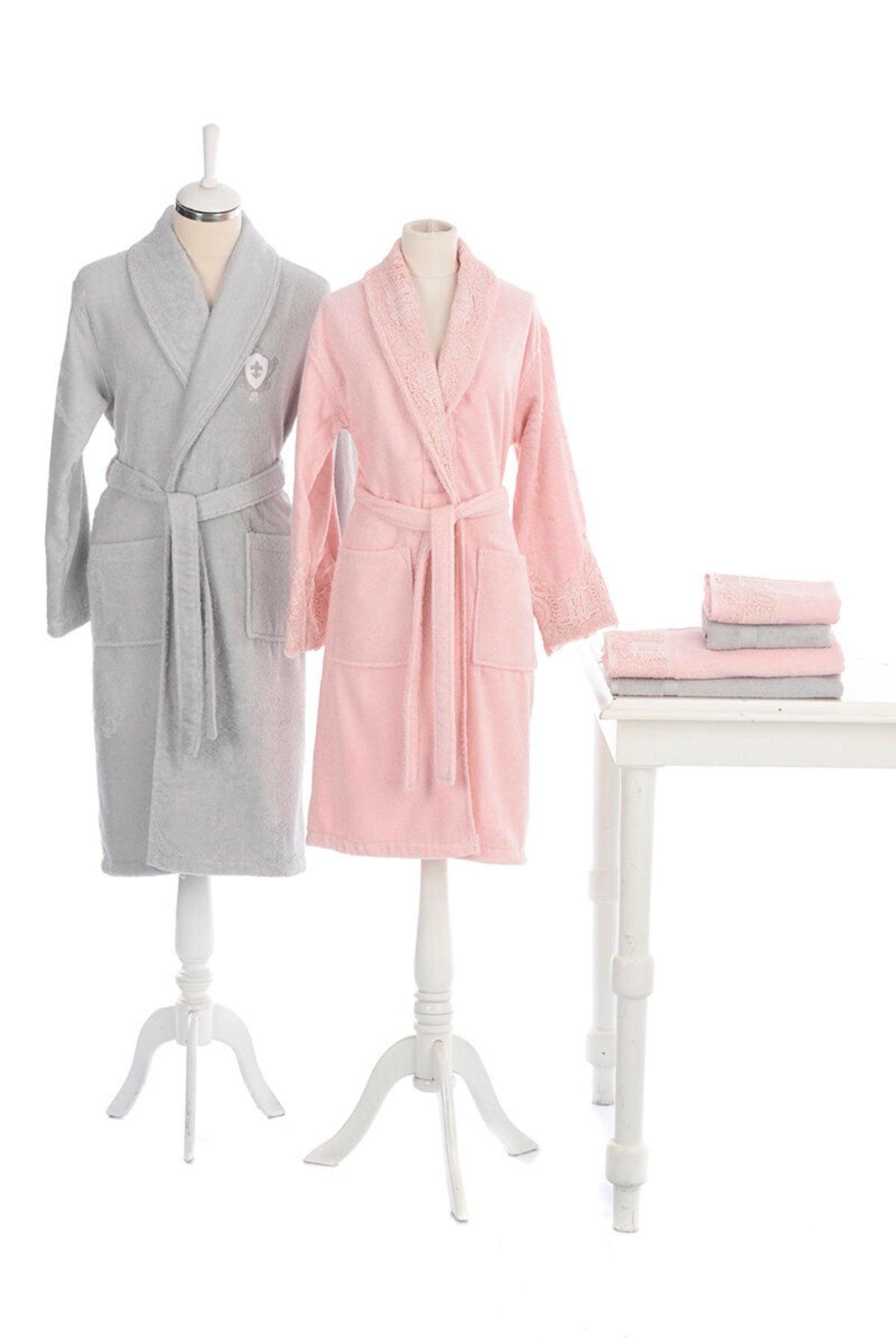 Wedding Powder-gray Family Bathrobe Set - Swordslife