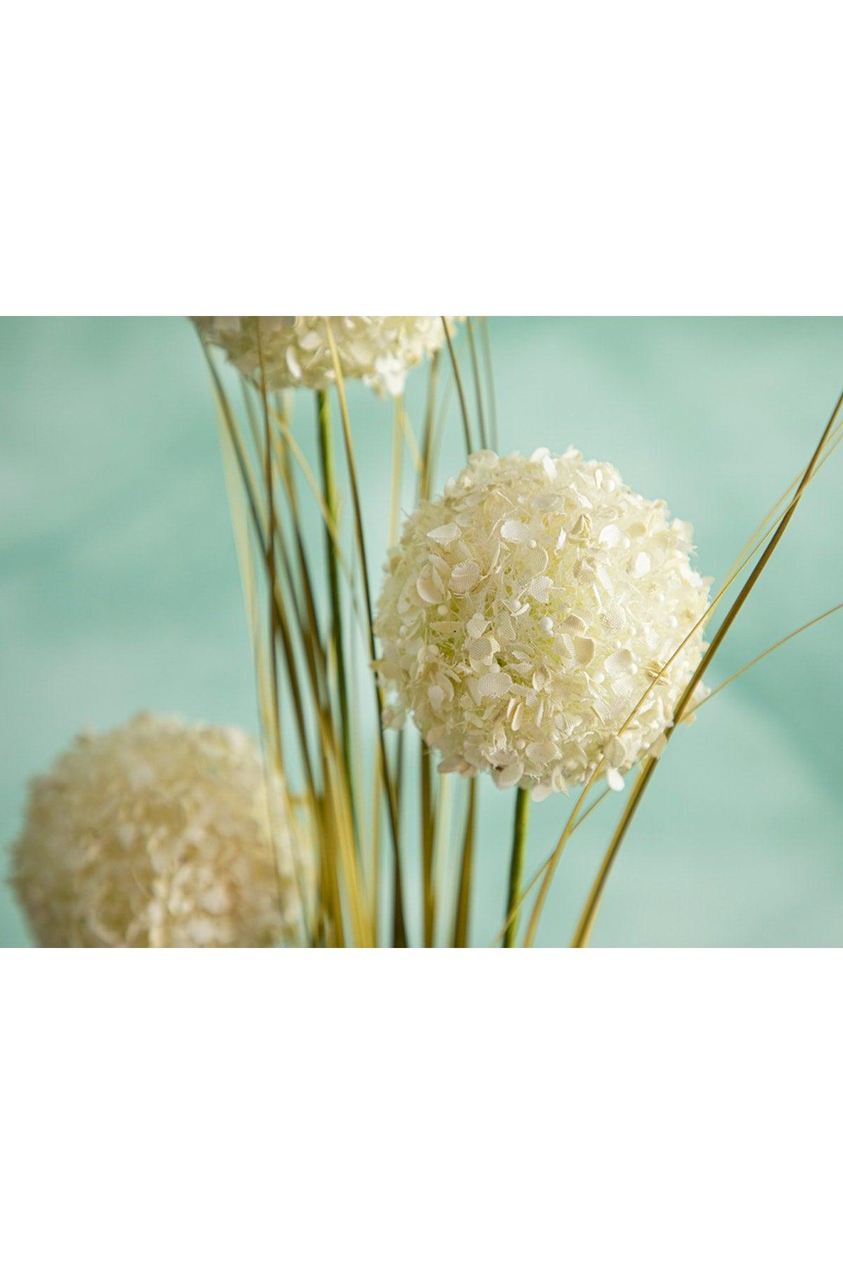 Grass Bush Single Branch Artificial Flower 63 Cm Cream - Swordslife