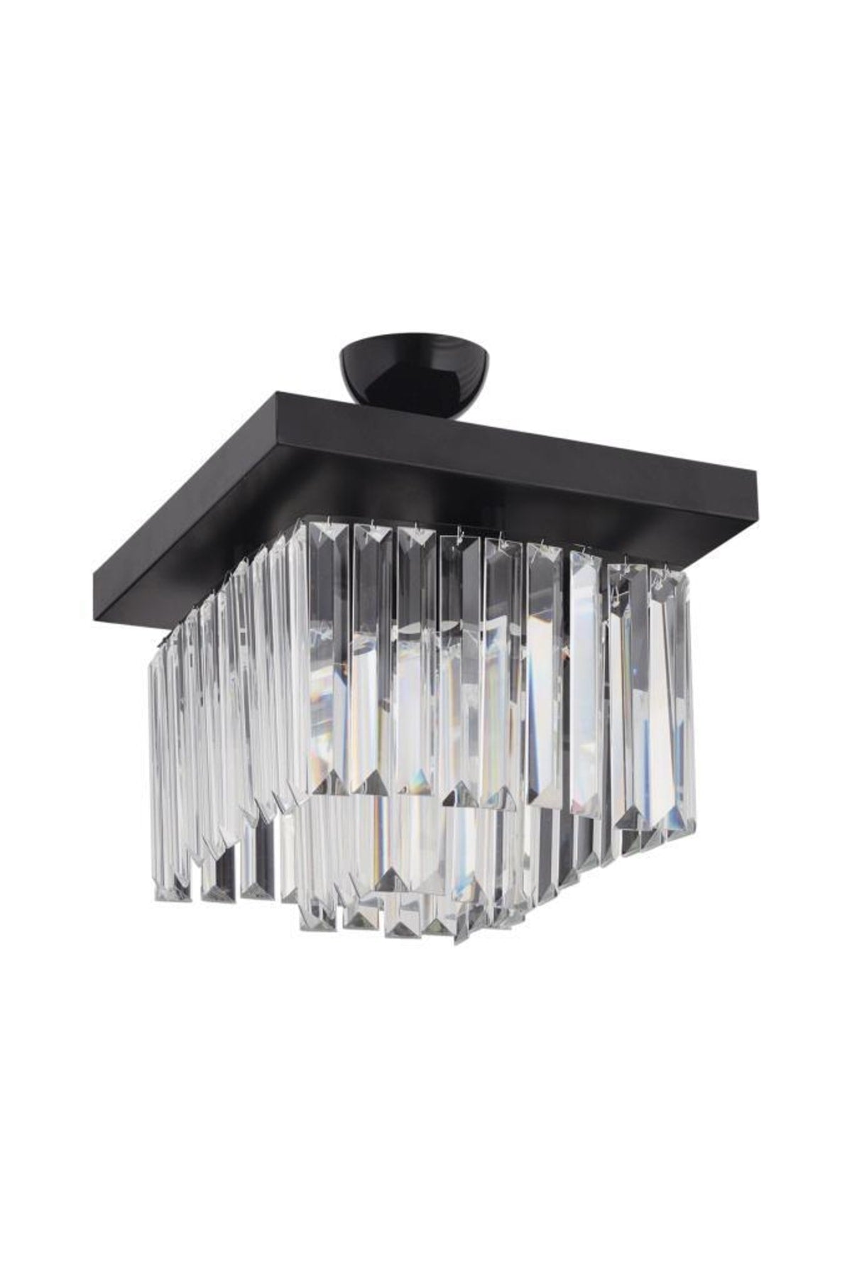 Yasemin 30 Cm Square Black Crystal Stone Chandelier