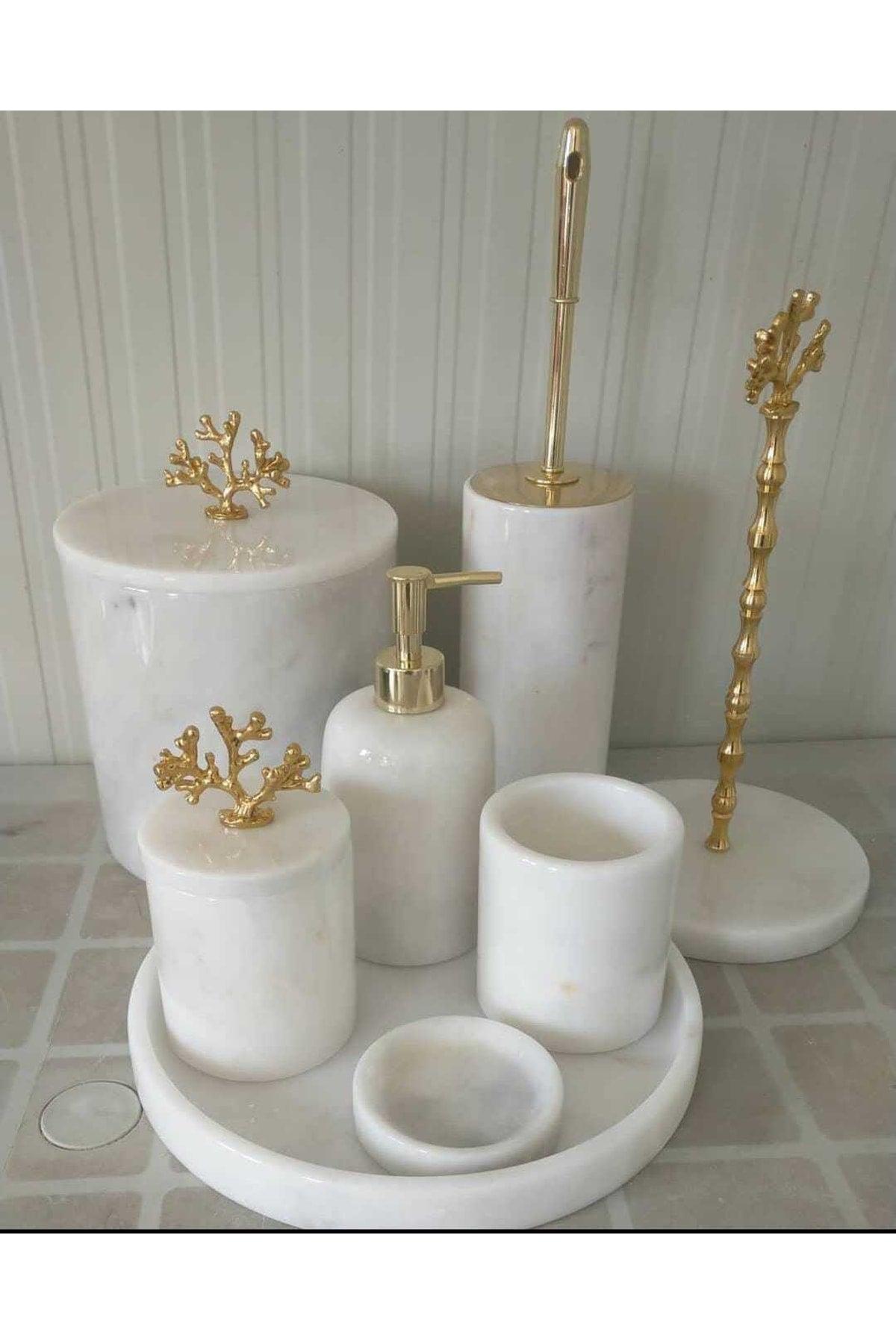 White Marble Bathroom Set 8 Pcs - Swordslife