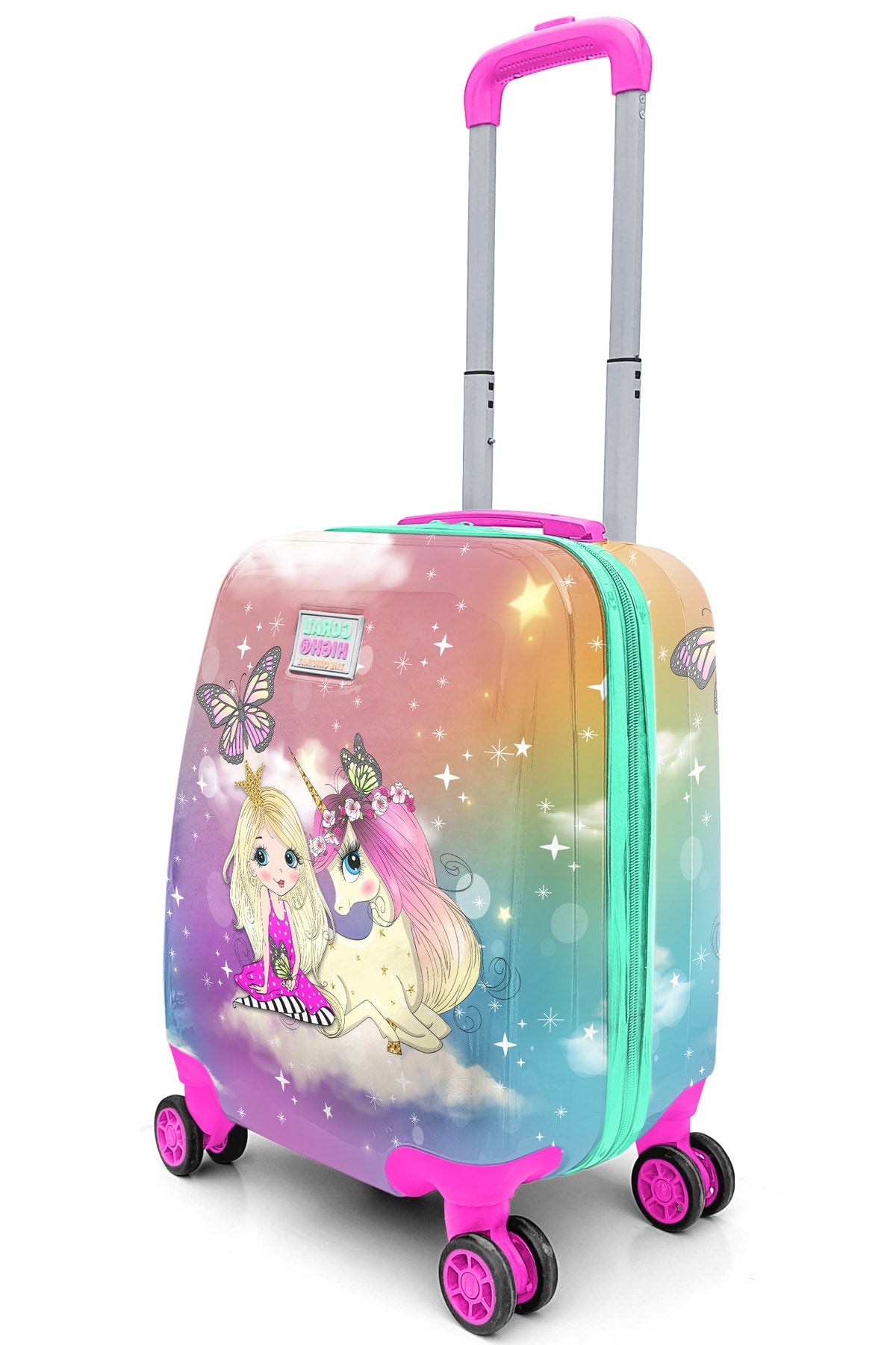 Kids Pink Water Green Unicorn Girl Patterned Suitcase 16704