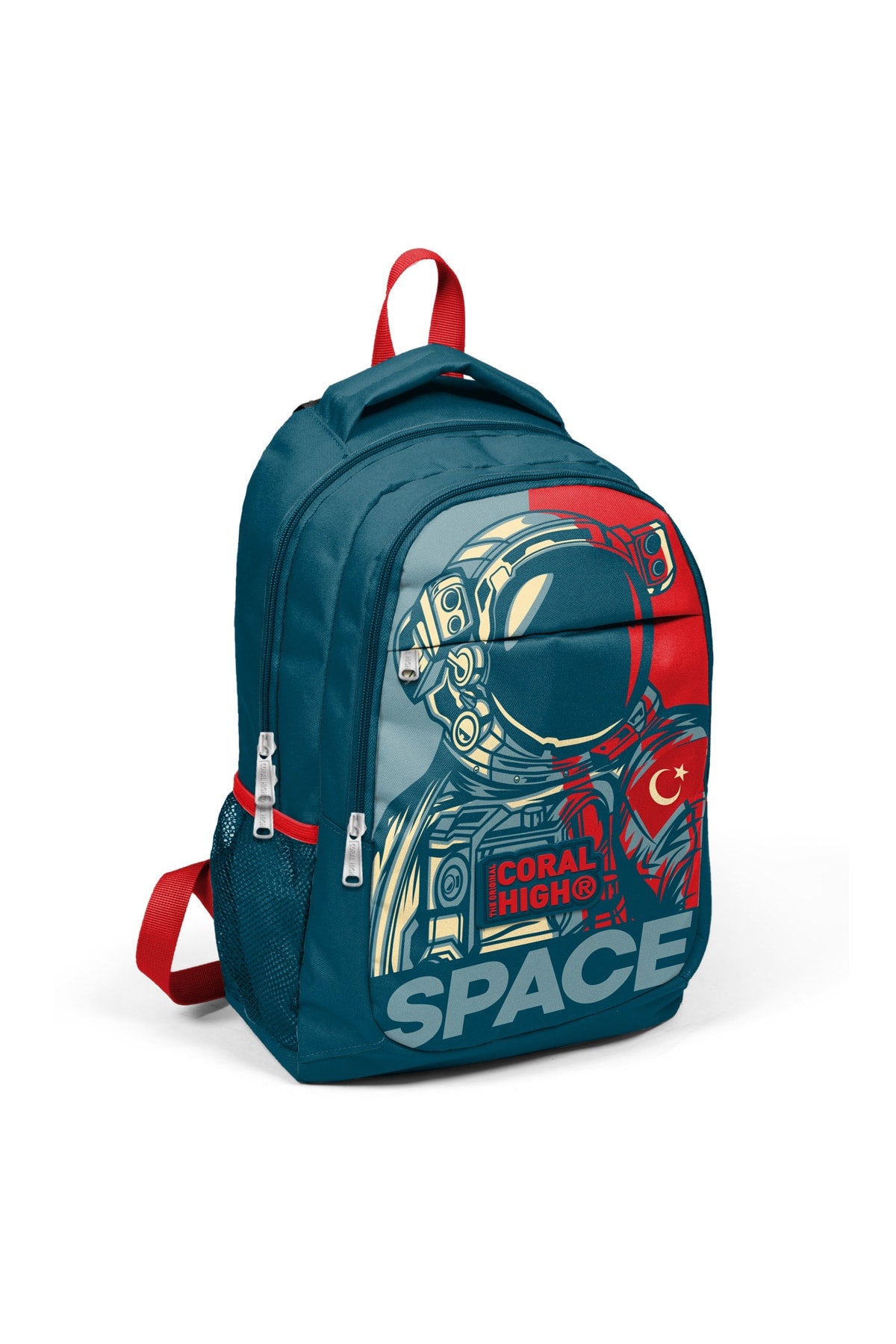 Kids Indigo Red Astronaut Patterned Triple School Backpack Set 14389