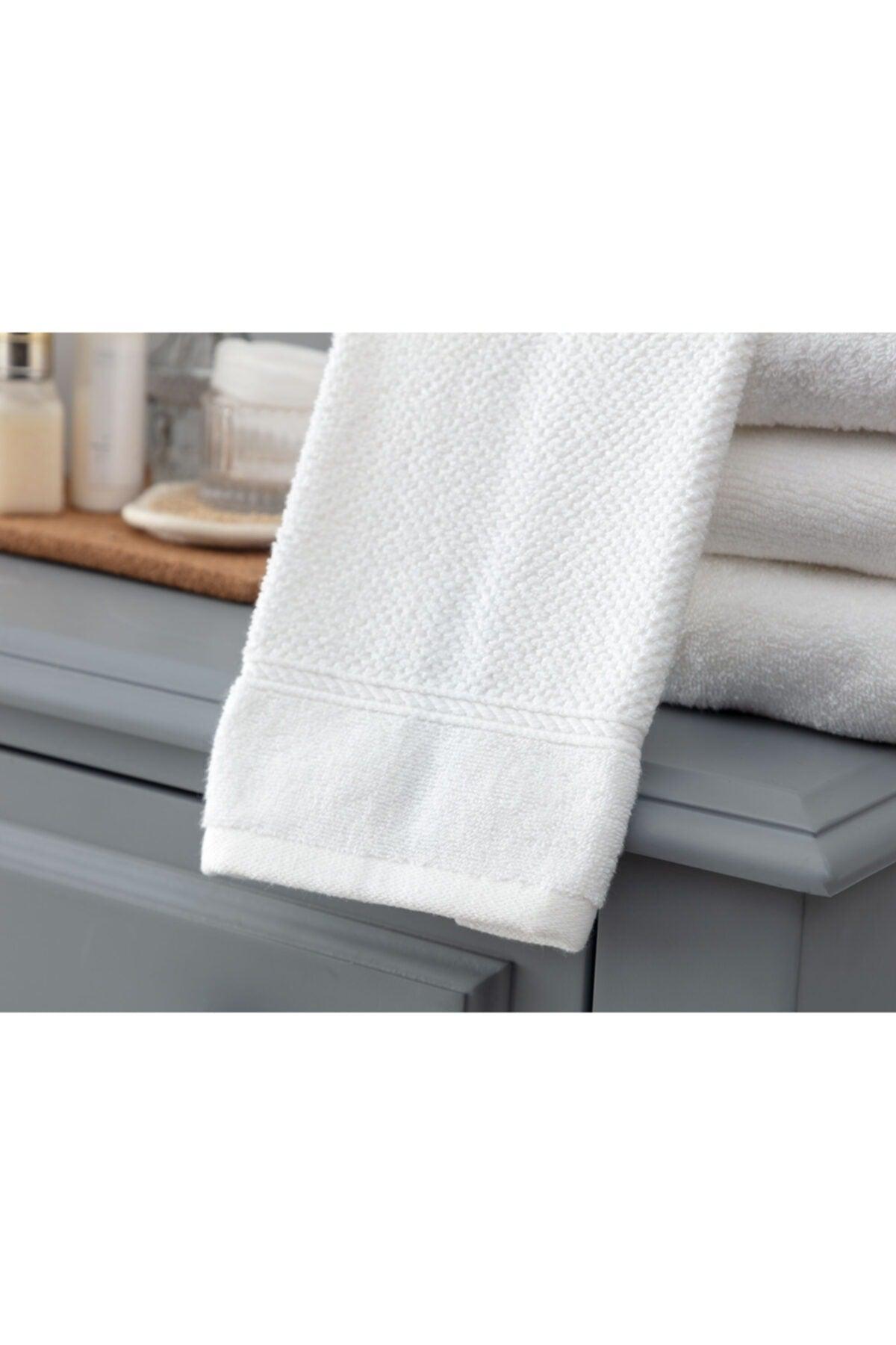 Riz Jacquard Face Towel - White - 50x90 Cm - Swordslife