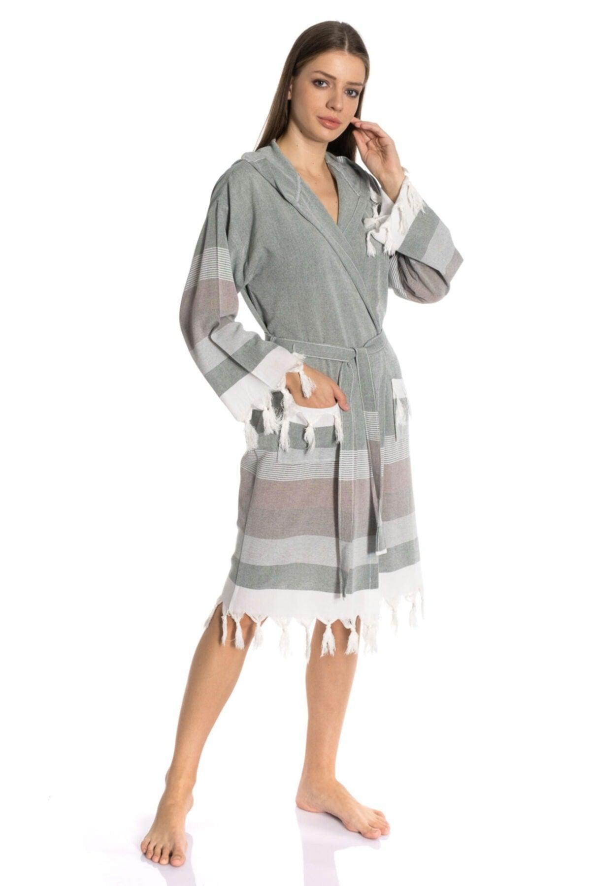 Cotton Peshtemal Bathrobe - Akyaka - Swordslife