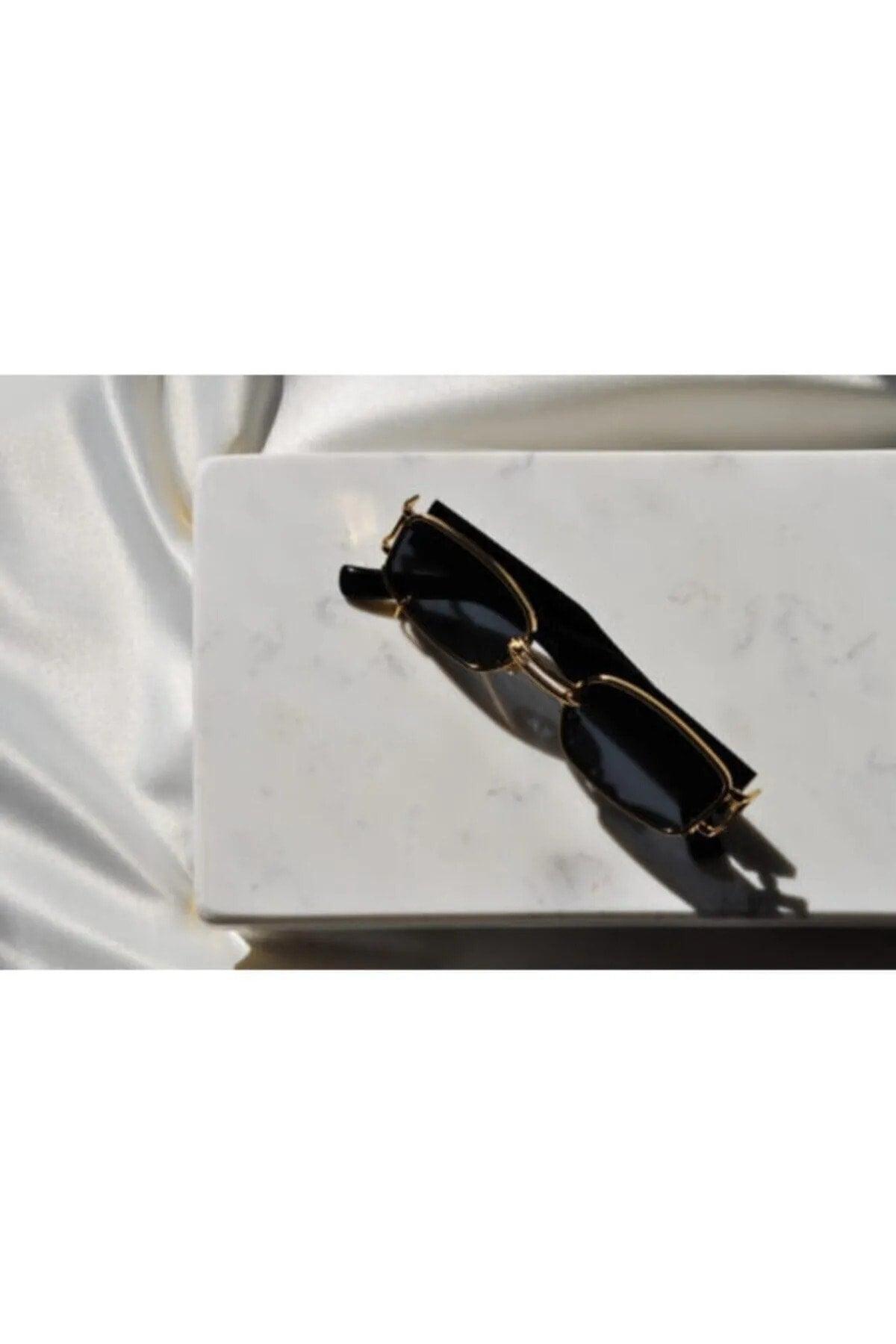 Black Square Ring Gold Frame Sunglasses - Swordslife