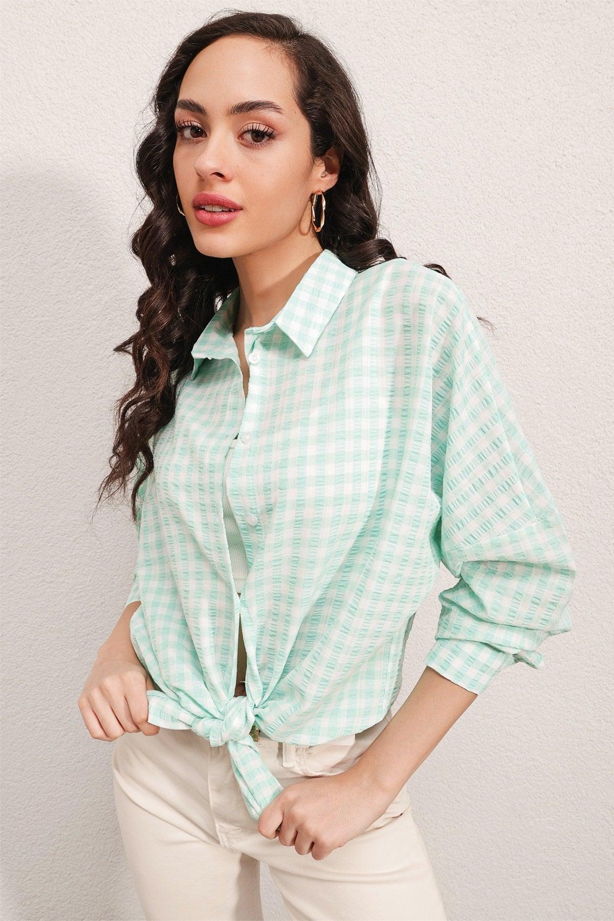 3900 Oversize Check Shirt - High Green - Swordslife