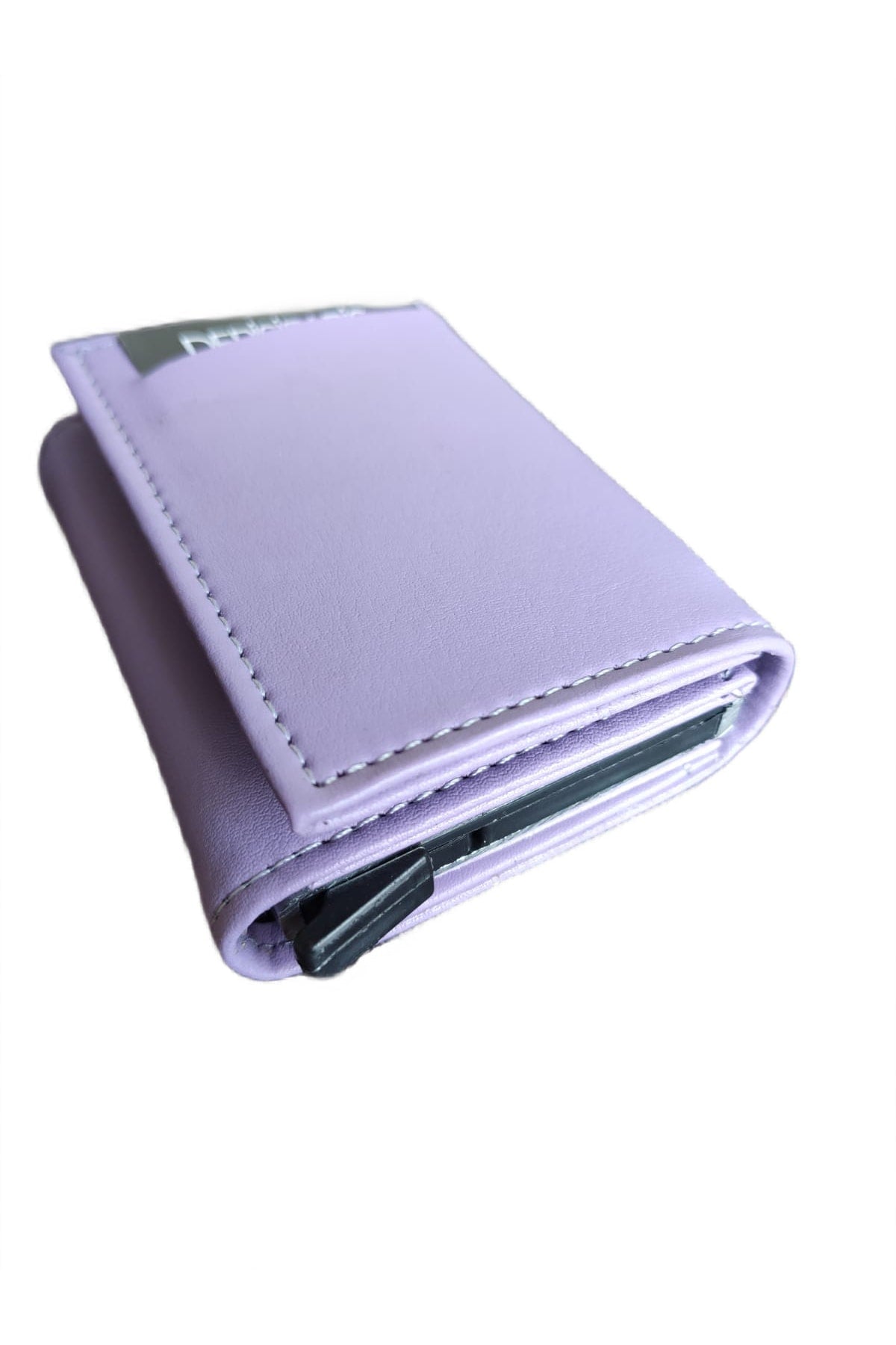 Lilac Leather Card Holder Wallet with Faux Leather Mechanism Portfolio