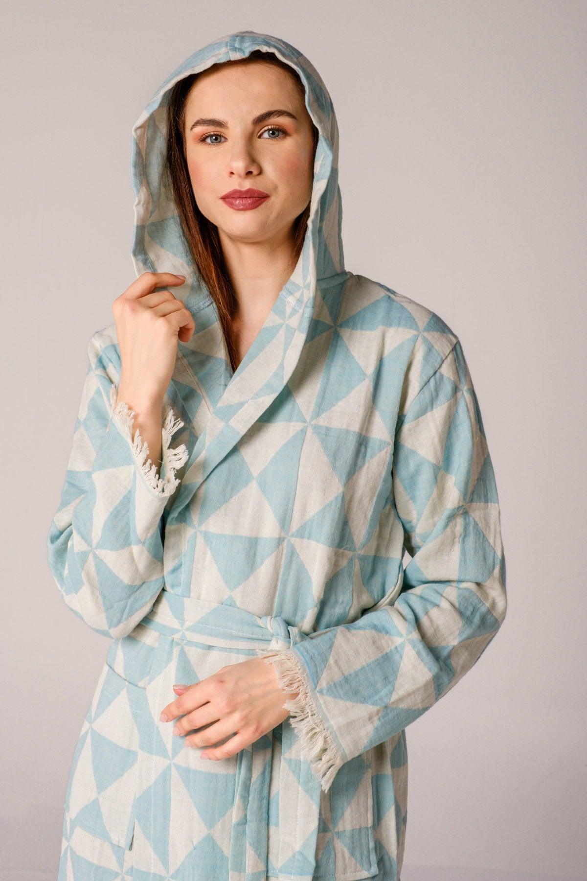 Pyramid Patterned Women's Peshtemal Beach Robe - Swordslife