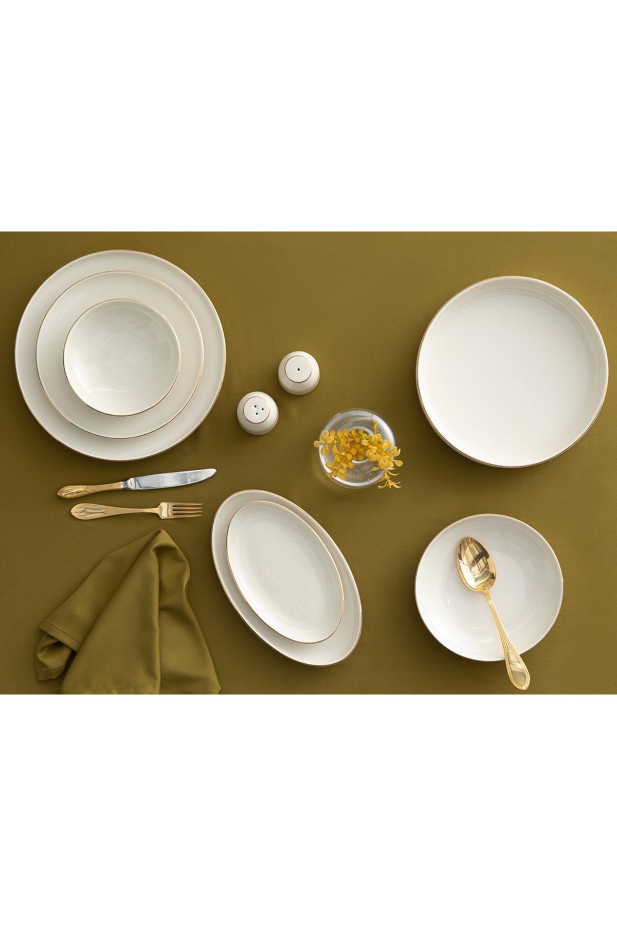 Torino Porcelain 54 Piece Dinner Set for 12 Persons Gold