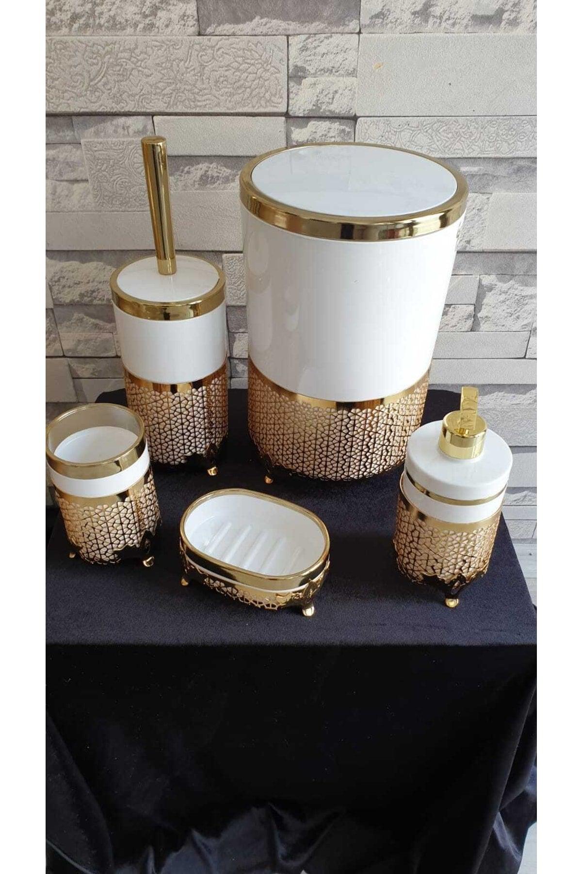 Asil Home 5 Pcs Lacquer Coated Gold Arched Bathroom Set - Swordslife