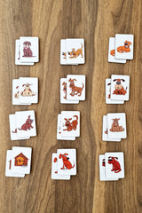 Wooden Dogs Brain Teaser Cards Matching Game Preschool Educational Material