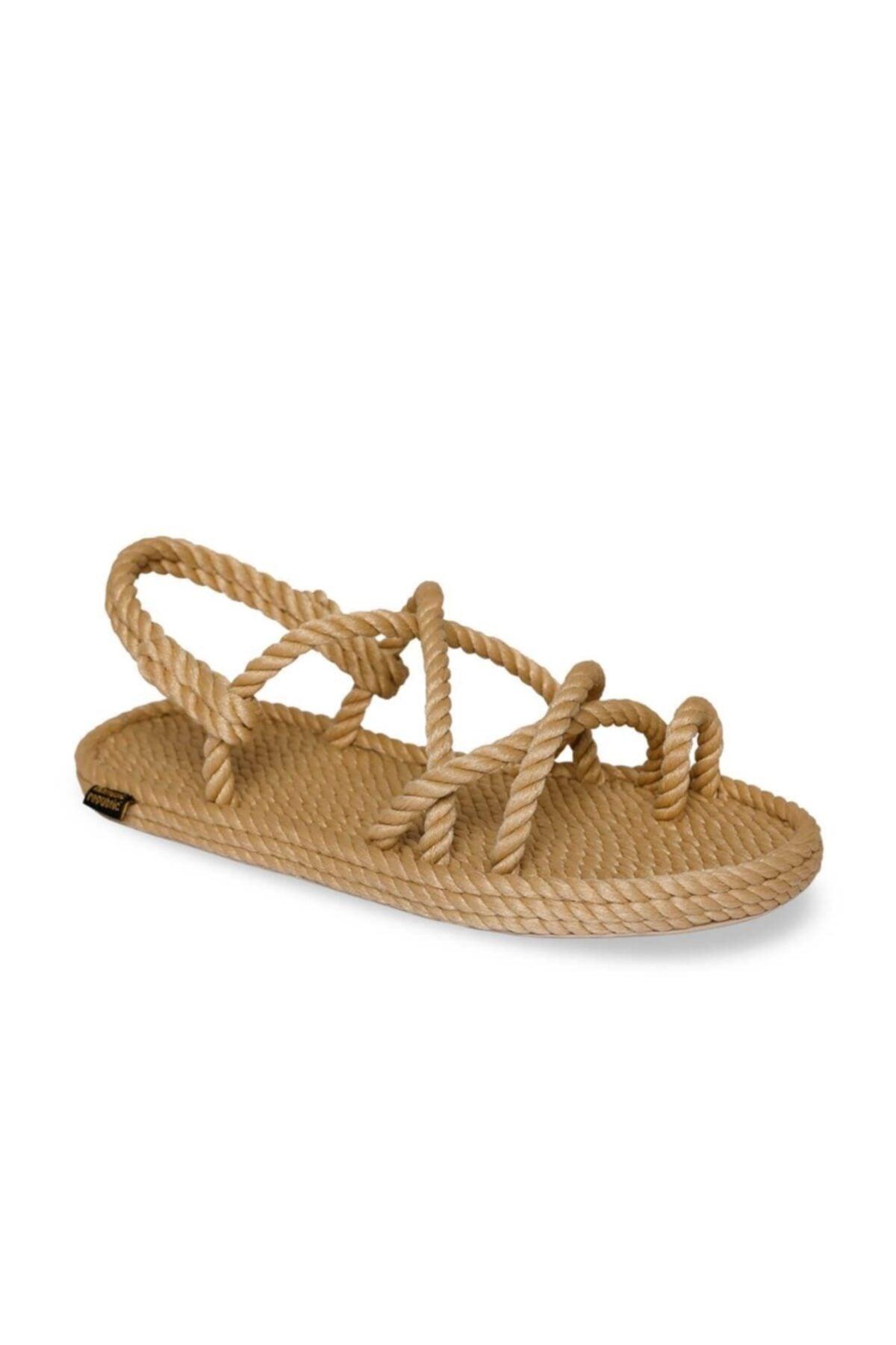 Ibiza Women's Rubber Sole Rope Sandals - Beige - Swordslife