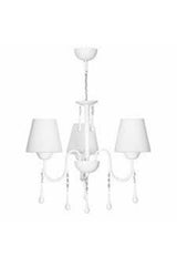 Swan Beaded Glass Chandelier 3 Piece White