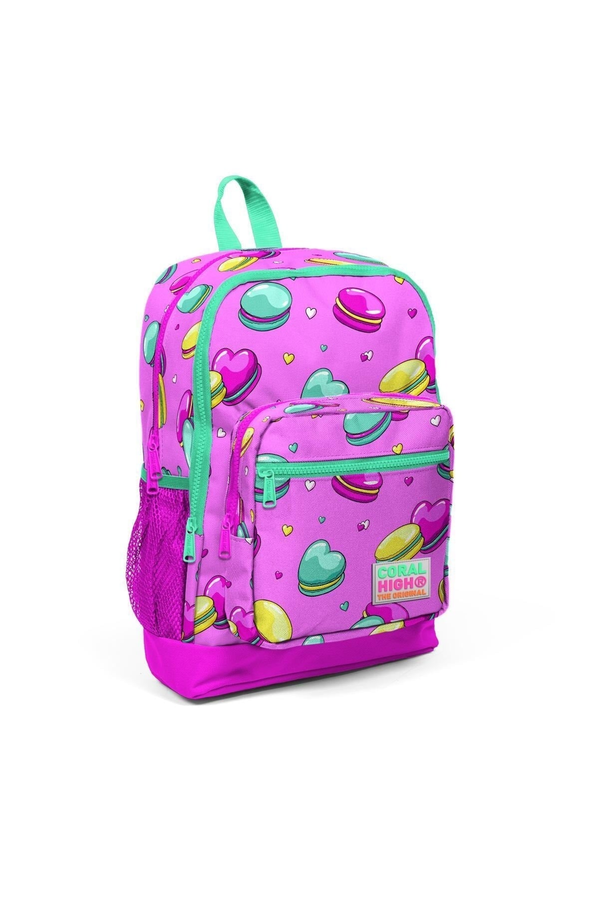 Kids Light Pink Water Green Macaron Patterned USB 3 Pcs School Bag Set SET0123261