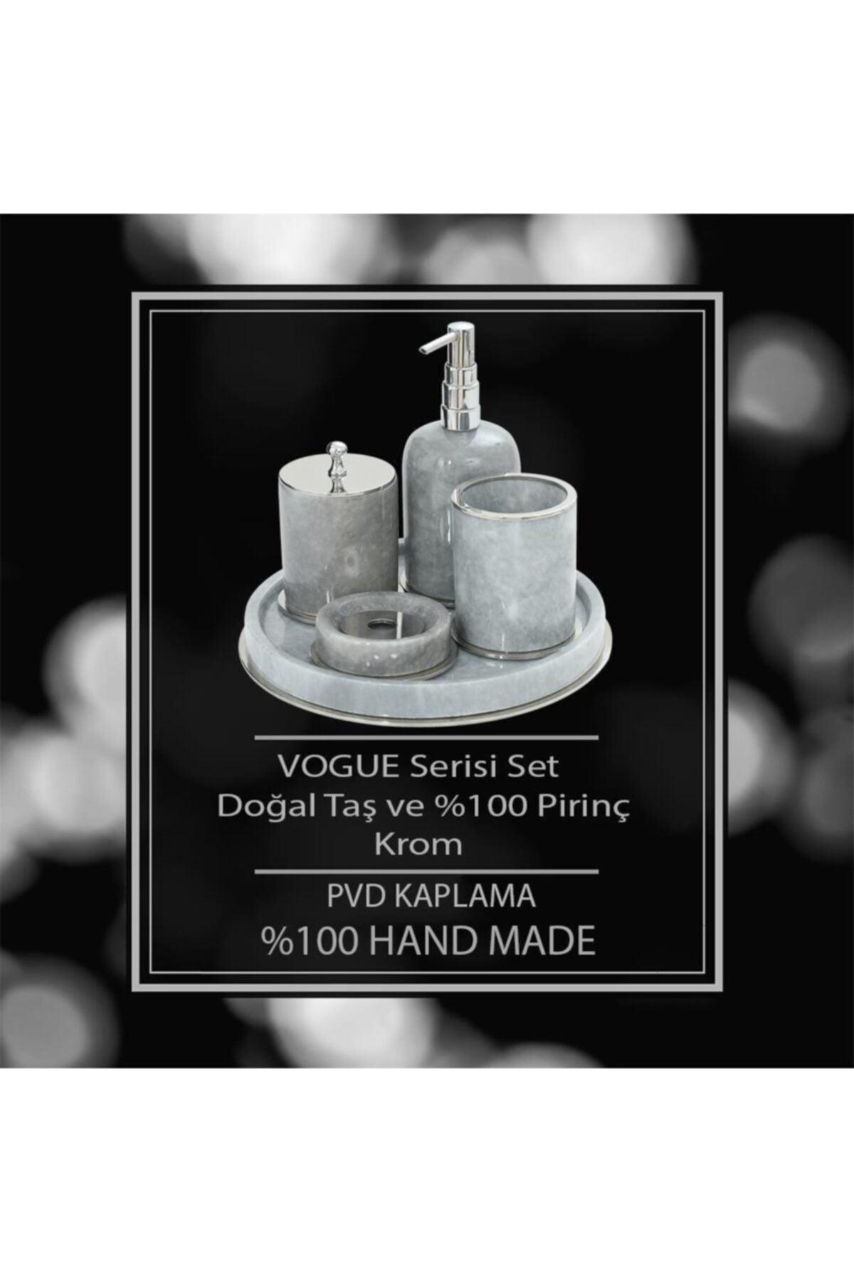 Vogue Series Natural Marble Stone Liquid Soap Dispenser Gray Chrome Color 90105 - Swordslife