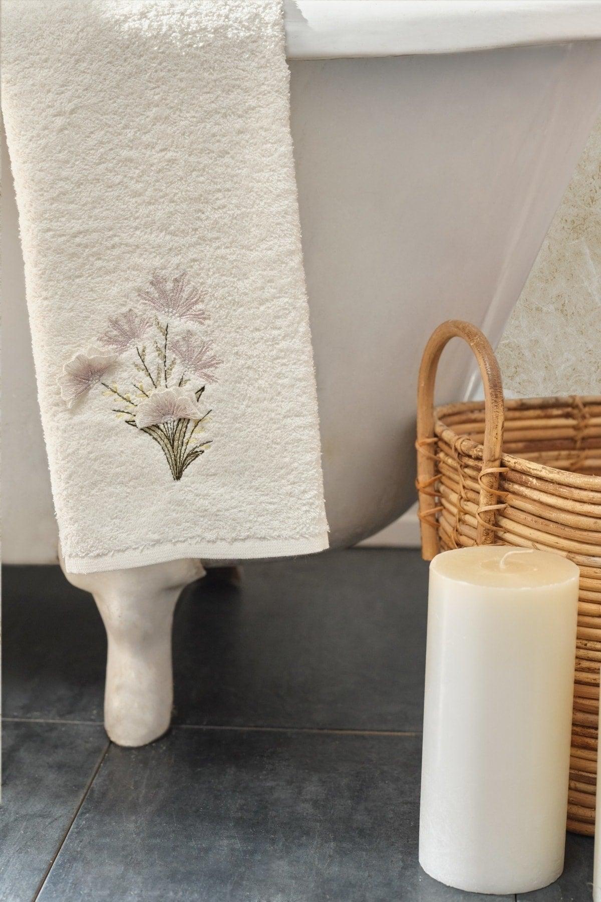 Flower 3d Embroidered Family Bathroom Set Beige - Swordslife