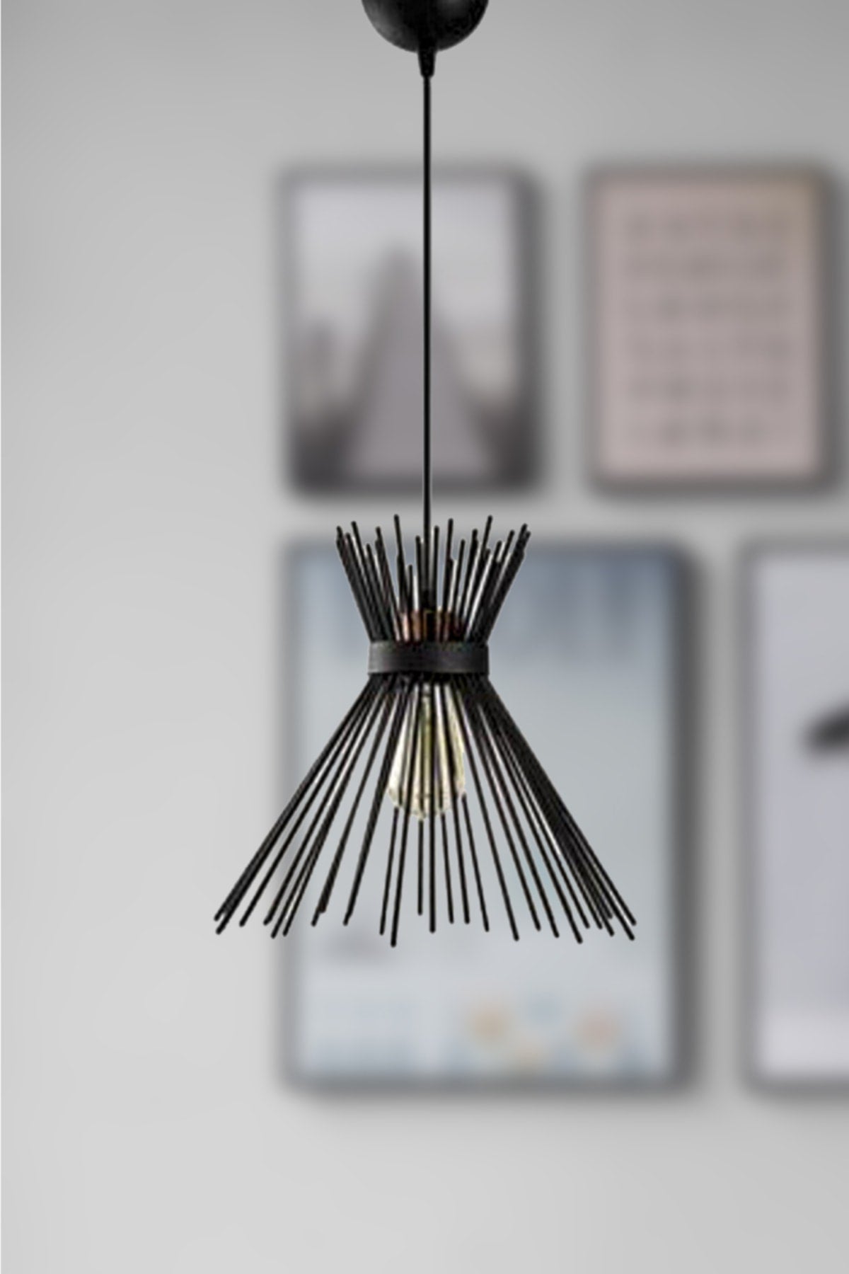 Kirpi Modern Black Living Room - Kitchen Single Chandelier