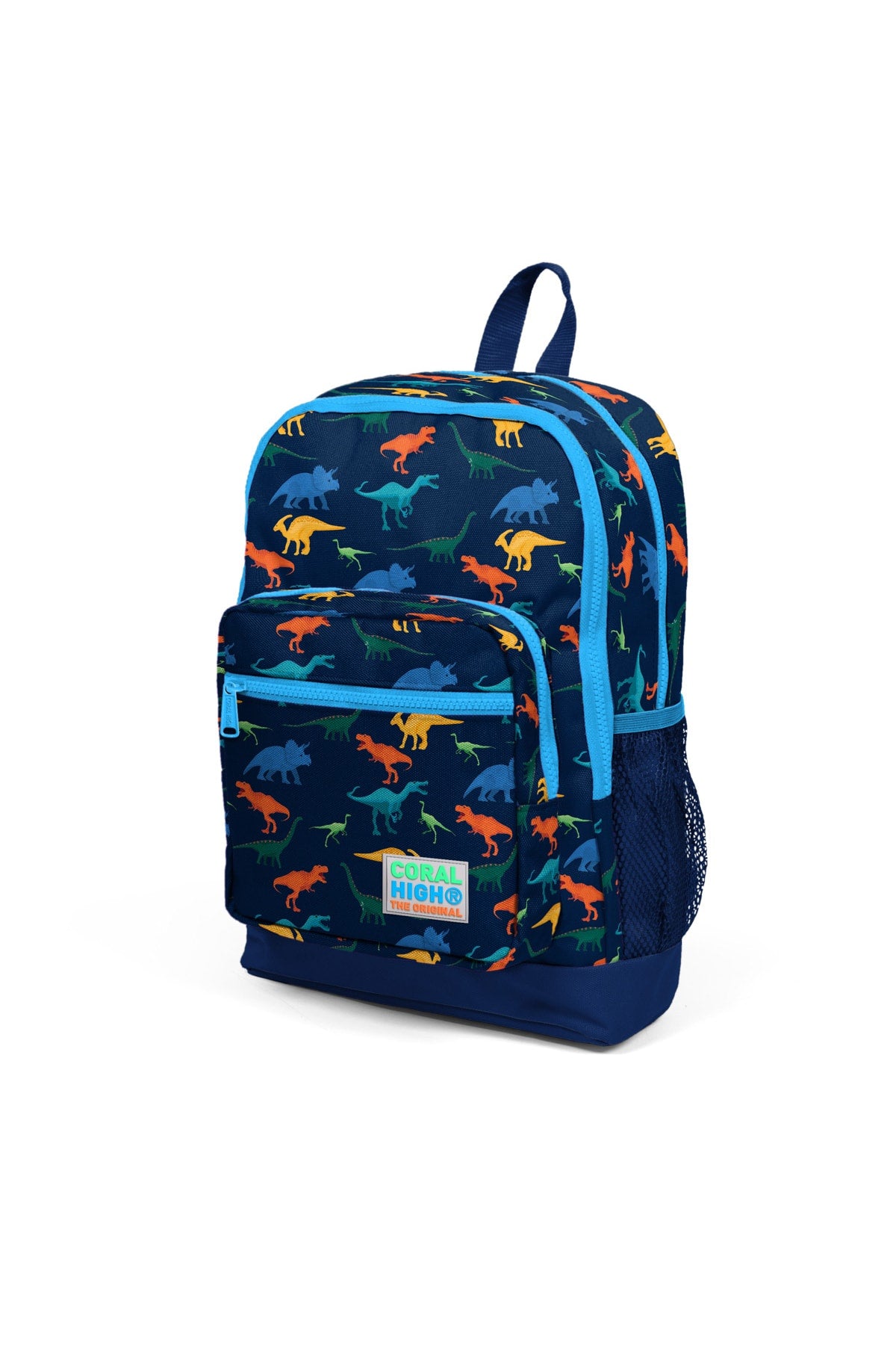 Kids Four Compartment Dark Blue Dinosaur Patterned 3-Pack School Bag Set